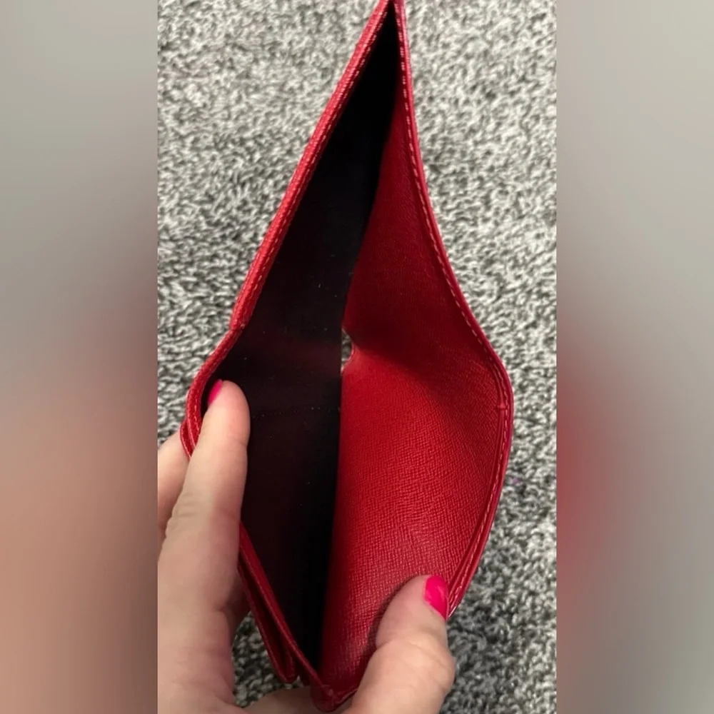 Louis Vuitton red epi leather compact wallet
